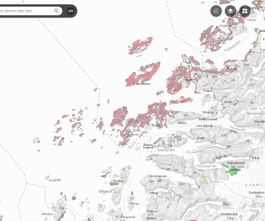 Kunnskapsgrunnlaget er mangelfullt for sjøområdene Registreringene av naturmangfold under havoverflaten er variable og mangelfulle. Nordlandsatlas viser f.