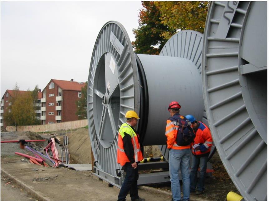 Figur 28 viser aktuell trommelstørrelse for forlegning av 420 kv kabel.