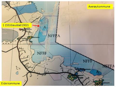 Lokalitet i sjø Areal 1 Oppdrettslokalitet: VKA 01 1551 Gaustad, Eide. Oppdrettslokalitet ved Gaustad i Lauvøyfjorden.