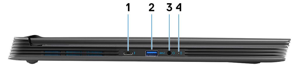 MERK Det trengs en USB Type-C til DisplayPort-adapter (selges separat) for å koble til en DisplayPort-enhet. 2. USB 3.