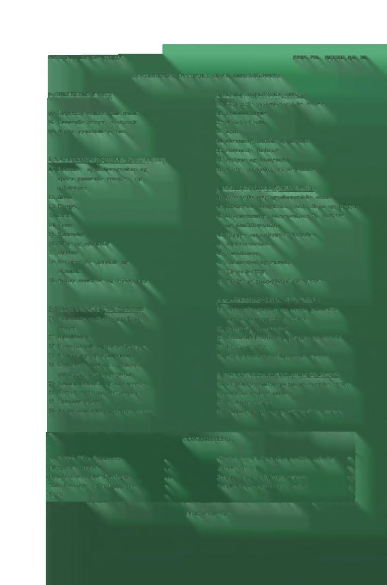 miliøreg-nskap og andre generelle ressurs- og miljøemner 11 Areal 12 Energi 13 Luft 14 Vann 15 Mineraler 16 Skog og planteliv 17 Dyreliv 18 Naturmiljø - levekår og økonomi 19 Andre ressurs- og