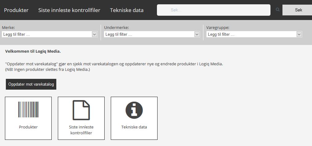 1. Startside for LogiqMedia Logiq AS har laget en webportal som brukes for å legge inn mediainformasjon for Kodabas. Gå til https://logiq.