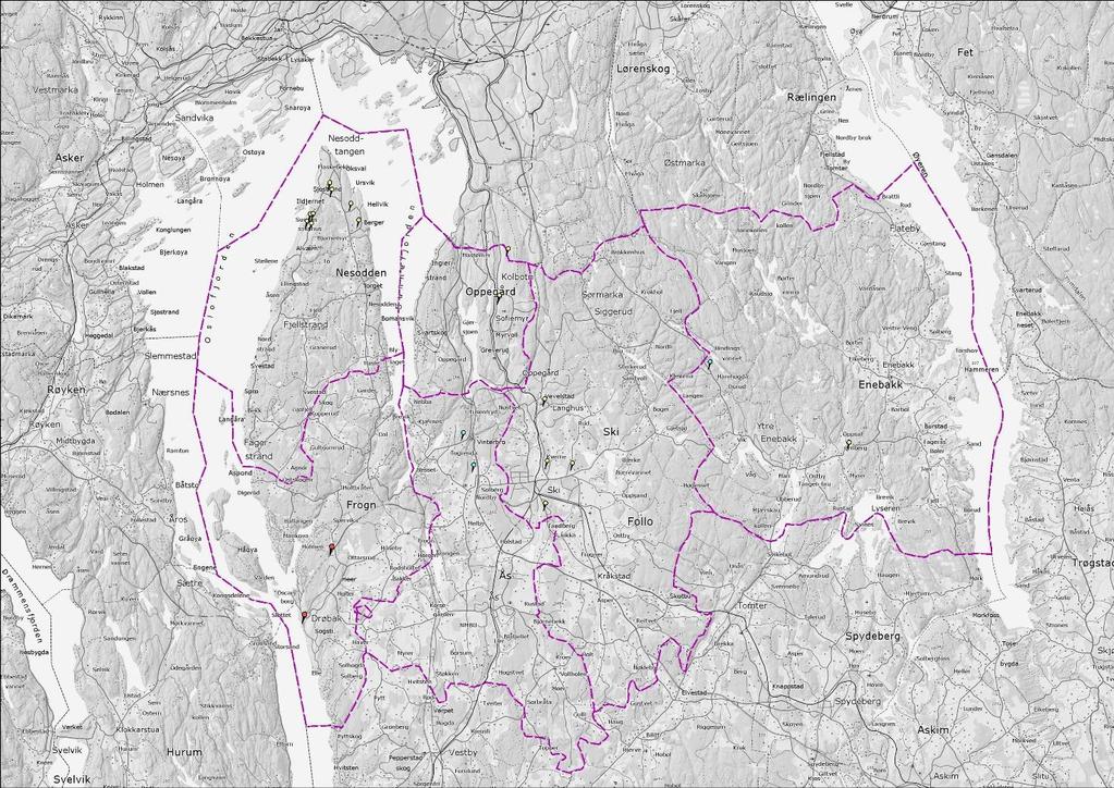 Oppdragsnr.: 5184028 Dokumentnr.: - R01 Versjon: J02 Figur 2 Indikasjon på lokalisering av objekter med krav om 10 min. innsatstid lagt til grunn i GIS-analysen. 3.