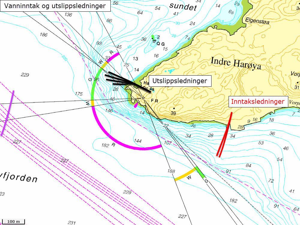 10.4.6. KABLER, VANNLEDNINGER O.L I OMRÅDET Gassrør til og fra Nyhamna Prosessanlegg går gjennom Harøyfjorden.