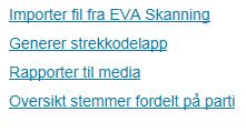 EVA Admin Generer strekkodelapper 1 Finn menypunktet som lar deg genere strekkodelapper a.