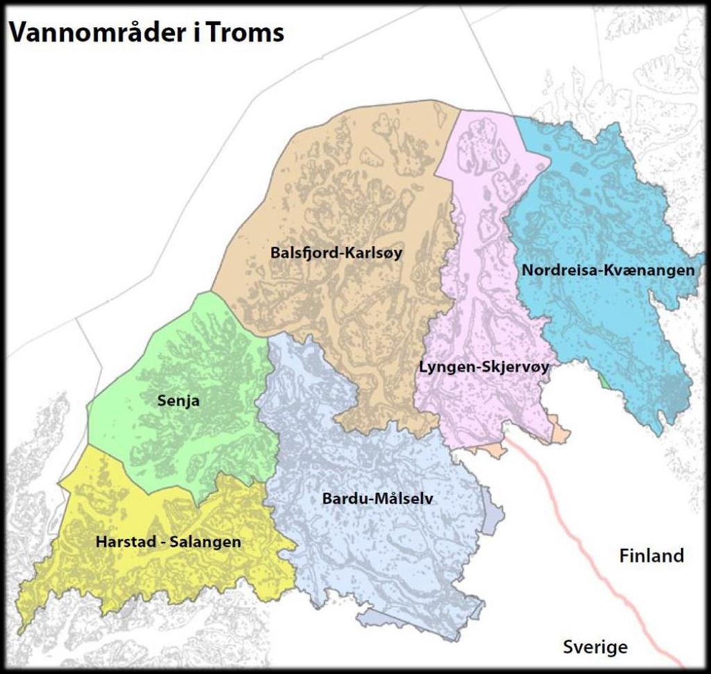 Organisering Troms vannregion er delt i 6 vannområder Men hva er et vannområde?