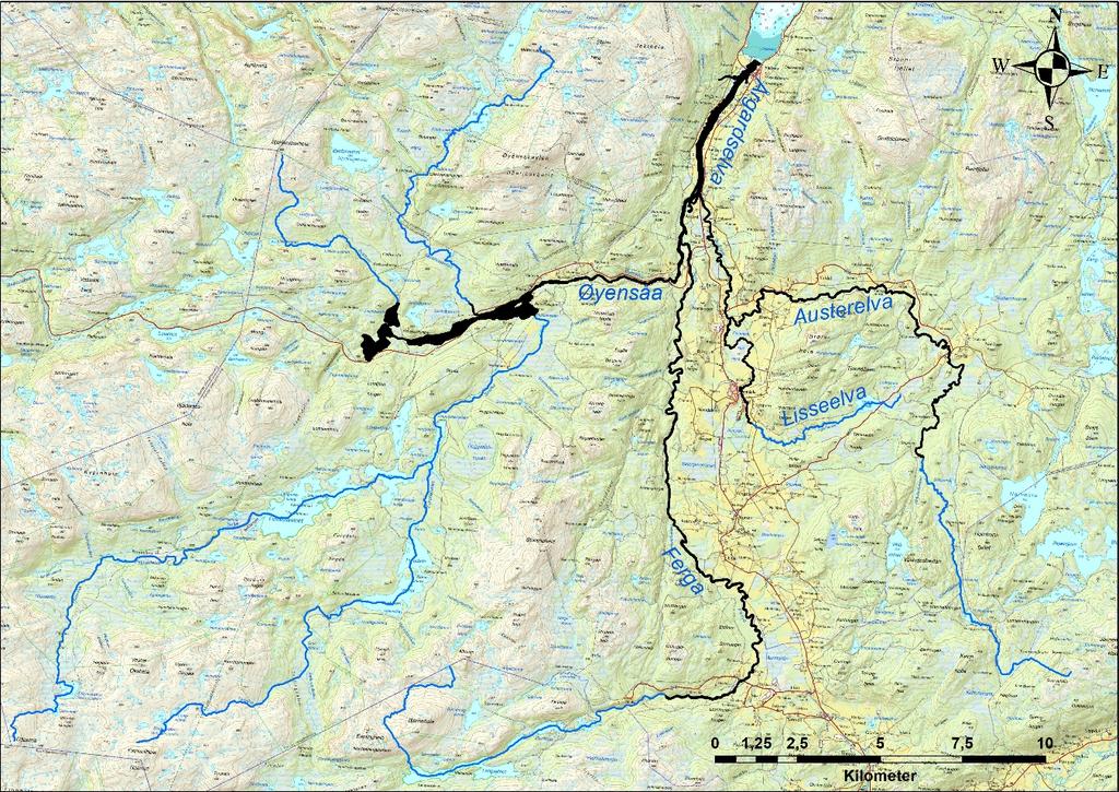 1 Innledning 1.1 Beskrivelse av vassdraget Austerelva, Ferja og Øyensåa utgjør til sammen Årgårdsvassdraget (figur 1).