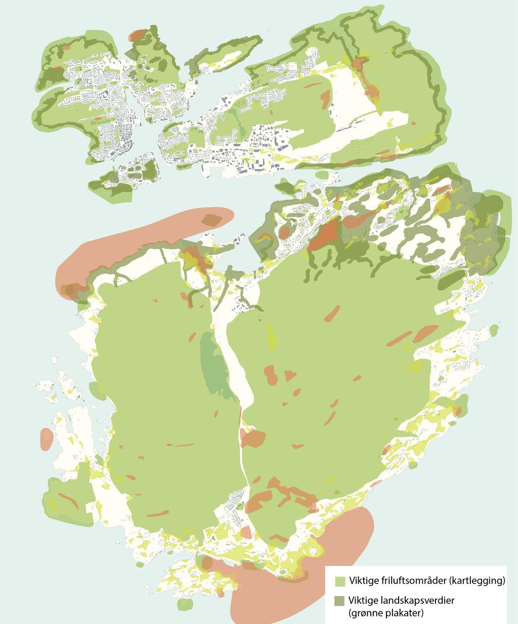 Dette er for å illustrere hvor det er arealer for mer plasskrevende næring. Kartet nedenfor viser ulike typer viktig grønnstruktur i kommunen.