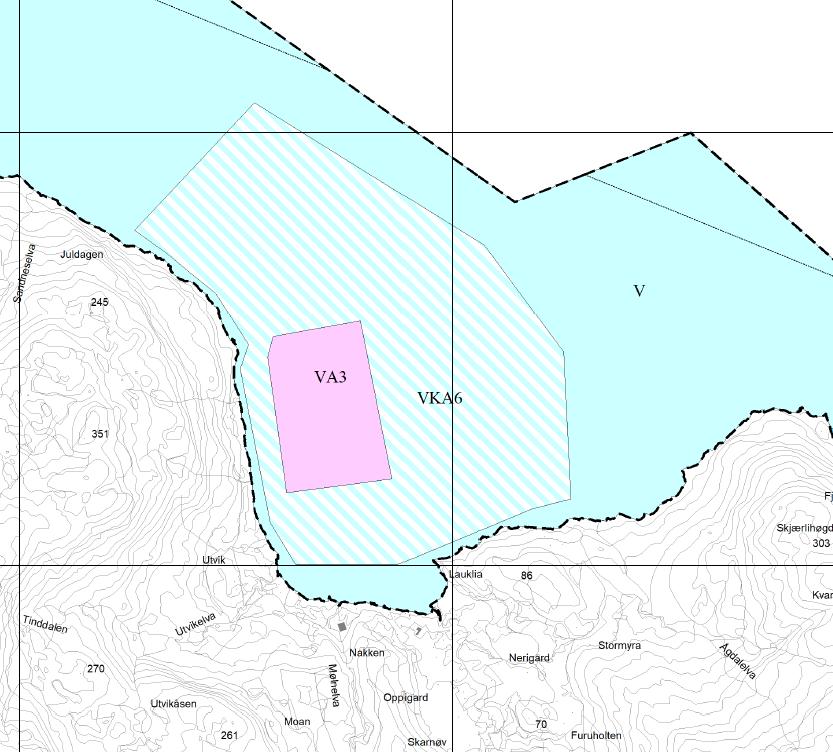 akvakultur og ankring for område VA3 og VKA6 redusert vesentlig i utstrekning (Breivik).