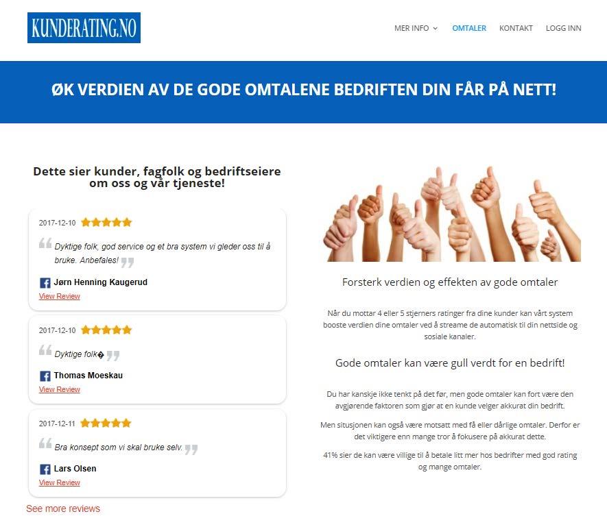 Side 8 Automatisk Streaming av gode omtaler på nettside Som kunde kan du få tilgang til en plug- in til din hjemmeside.