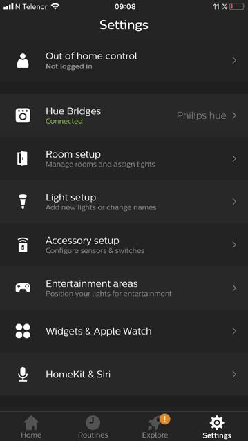 Legg til Zig-B veggbryter Start Philips Hue appen. Gå til Settings og velg Accessory setup. Velg Add accessory. Velg Hue Dimmer switch.