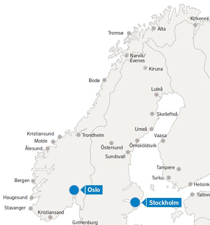 Figur 13 SAS sine norske innenriksdestinasjoner Kilde: SAS Et eksempel på reisende som trenger fleksibiliteten SAS tilbyr, er personer som pendler til jobb med fly.