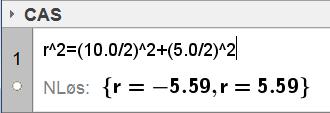 10,0 5,0 r Brukar CAS i GeoGebra og finn Vi er berre interessert i den positive løysinga.