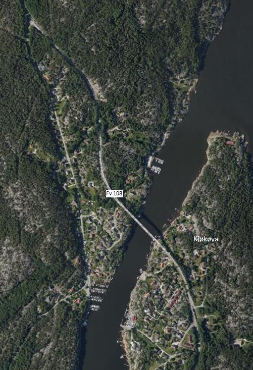 5. Dagens situasjon 5.1. Oversikt Kartet viser planområdet som går fra krysset mellom fv. 108 og Trolldalen og frem til sammenkoblingen med eksisterende vegnett på Kjøkøy.