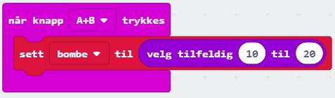 For å sende en bombe kan vi riste micro:biten. Hvis bombe -variabelen er positiv, har vi bomben og vi kan sende den.