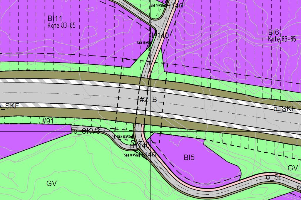 VA-anlegg på nordlige del av industriområdet. Figur 1: Viser gjeldende detaljreguleringsplan for ny E39 og plassering av tidligere foreslått bro.