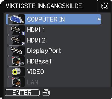 Konfigurere inndataporter med menyen 5.4 Konfigurere menyen - Sende bilde til Sub og Viktigste projektor enkeltvis (fortsatt) 3.