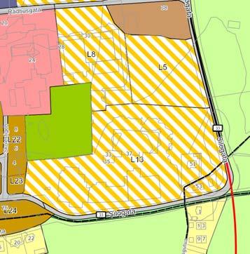 Figur 10 Utklipp av forslag til plankart for kommunedelplan for Lena Rådhusalleen 18 (L24) Bygg er kommunal eid. Tidligere hadde huset en offentlige funksjon. I dag blir huset brukt som bolig.