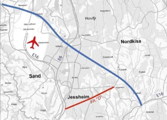 NOTAT OPPDRAG E16-E6 DOKUMENTKODE 10205063-Areal-Not-02 EMNE Overordet vurdering ny vegtrase fra E16/ Algarheim til E6 TILGJENGELIGHET Åpen OPPDRAGSGIVER Ullensaker Kommune OPPDRAGSLEDER Anders Arild