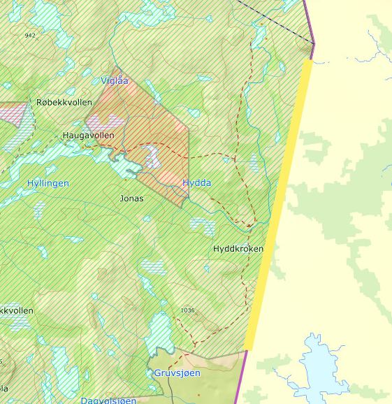 Kartutsnittene over viser område for rydding av skog langs