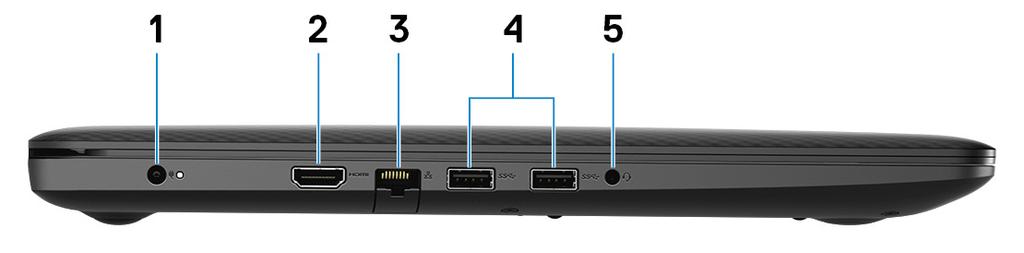 4 Security-cable slot (wedge-shaped) (Sikkerhetskabelspor kileformet) Koble til en sikkerhetskabelen for å forhindre uautorisert bevegelse av datamaskinen.