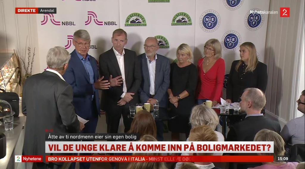TV2 Nyhetskanalen sendte arrangementet som det eneste som gikk direkte på TV utover partilederdebatten.