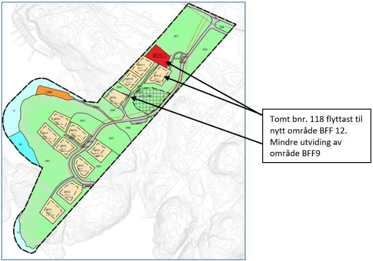 Side 8 av 14 5 BESKRIVING MINDRE ENDRING AV PLAN 5.1 Føremål Endring av planen består i hovudsak av endring av plankart.