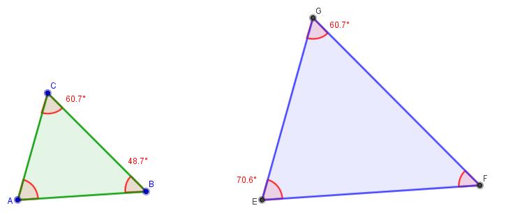 Forklar at ABE er formlik CDE A = D CED og AEB er toppvinkler, og dermed like Da må B = C Har nå vist at trekantene har
