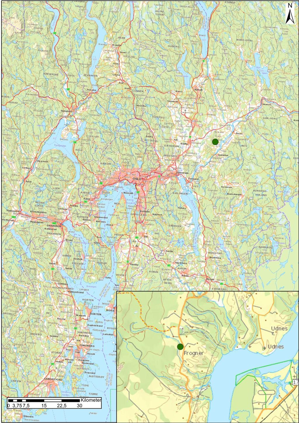 Kart 1: Lokalisering av tiltaksområdet i