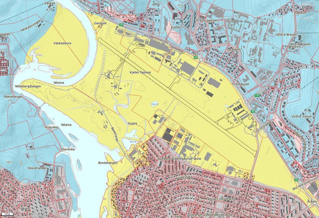 Figur 2: Løsmassekart. Gul farge viser elve- og bekkeavsetninger. Blå farge viser marine avsetninger. (Kilde: ngu.no) 3 LOKALITETSBESKRIVELSER 3.