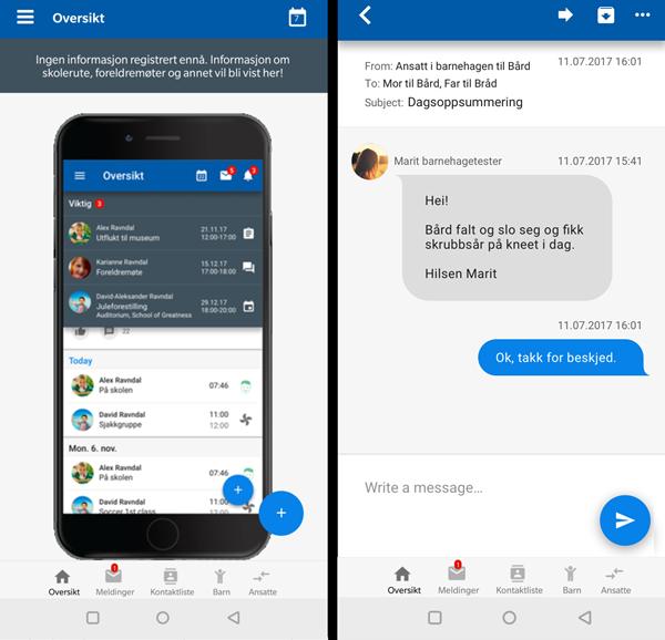 MOBILSKOLE Send melding når barnet ditt er sykt, skal til lege, fritas gym eller det er andre ting du vil informere/spørre skolen om (erstatter meldingsbok og lapper) Motta viktige påminnelser og