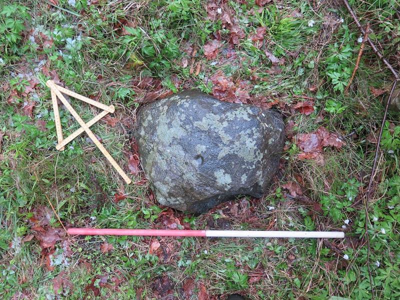 5.1.3 STEINER Intrasis ID 100 Type Skålgropstein Beskrivelse Oval stein med en skålgrop, ellers ubearbeidet. Ca. 40 kg.