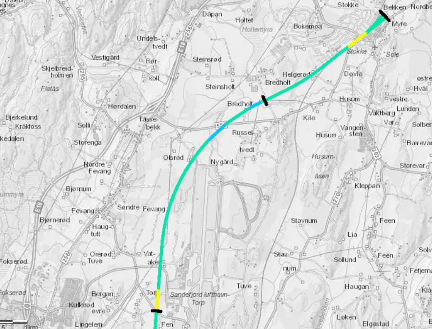 7 av 22 2 GROVSØK Torp kan deles inn i tre deler. Trasé som vises i figurer under er slik den per desember 2018 foreligger i planforslaget for InterCity Stokke Larvik.