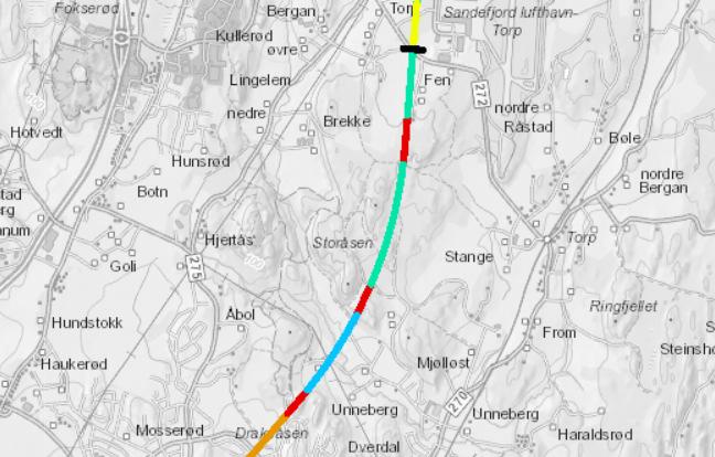 9 av 22 Figur 2.3 Strekningen Torp stasjon til Unneberg.