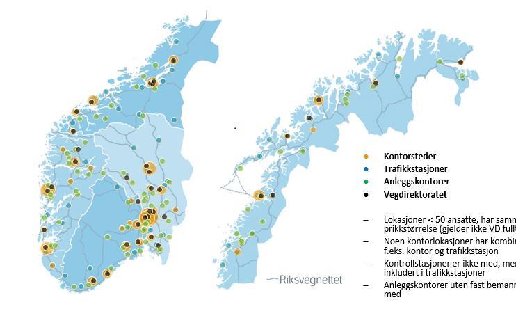 minst mulig flytting av ansatte Eksisterende, store lokasjoner skal utnyttes best mulig