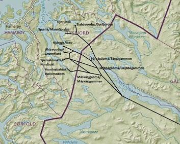 Fra fjordene i Tysfjord var det flere fluktruter over til svensk side. Kart: Emap as. Arkiv: Árran lulesamisk senter. lige farene begynte for flyktningene.