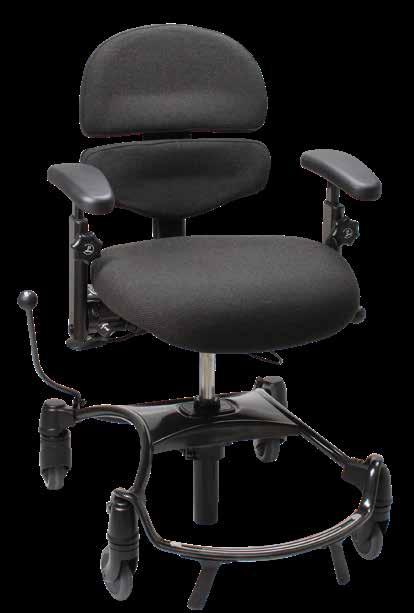 VELA Tango 500 VELA Tango 500 er en arbeidsstol med manuelt seteløft, setetilt, seterotasjon og ergonomisk sitteenhet. Stolen har helt ny, todelt aktiv rygg som gir meget god støtte i korsryggen.