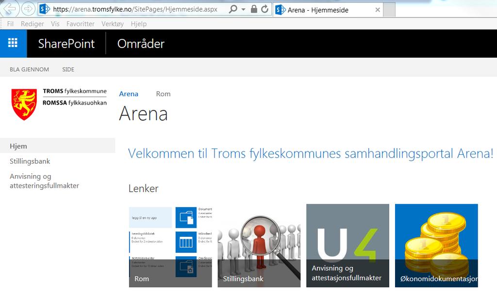 Månedlig opplasting/arkivering av avstemmingsdokumentasjon Arena https://arena.tromsfylke.no/ SitePages/Hjemmeside.