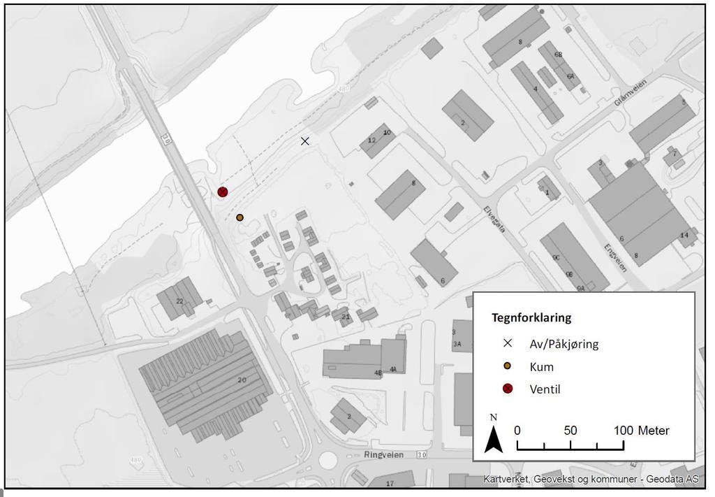 Feltregistreringer Figur 7: Observasjoner ved Tynset camping flomverk. Vegetasjon på verket er skjøttet og det er sammenhengende gressdekke over flomverket som hindrer erosjon.