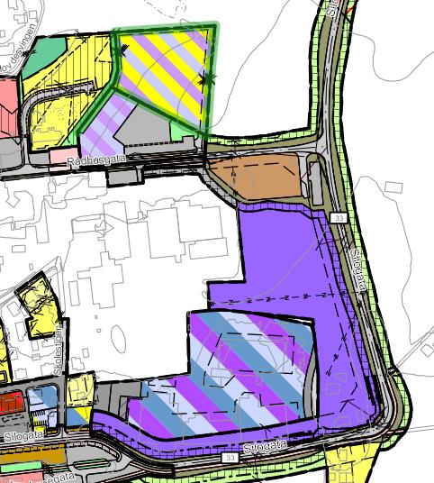 Idrett / forretning Figur 23 Utsnitt detaljreguleringsplan Avlastningsveg Felleskjøpet (L13) L13 (Felleskjøpet) videreføres som kombinert bebyggelse og anleggsformål for forretning/kontor og industri.