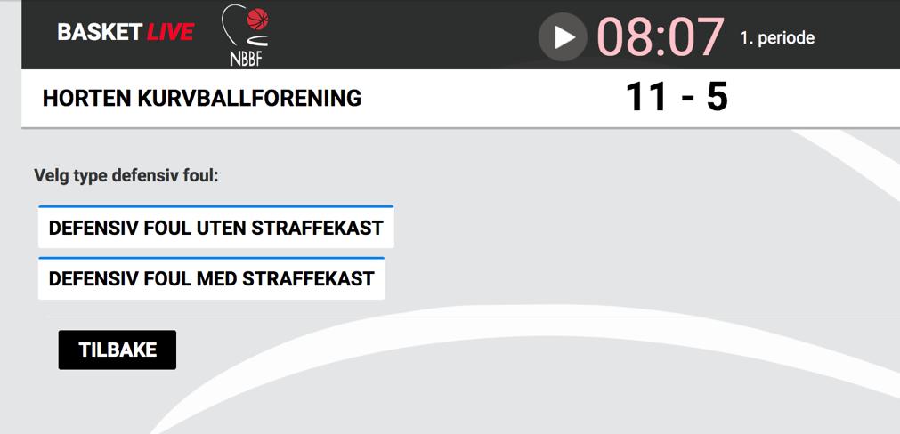 20. Foul velger dere defensiv type foul så sendes dere videre til