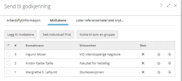 Klikk på «Dokumentfunksjoner» og 3. Velg «Send på godkjenning» 4. Får opp samme bilde som for gjennomgang 5.