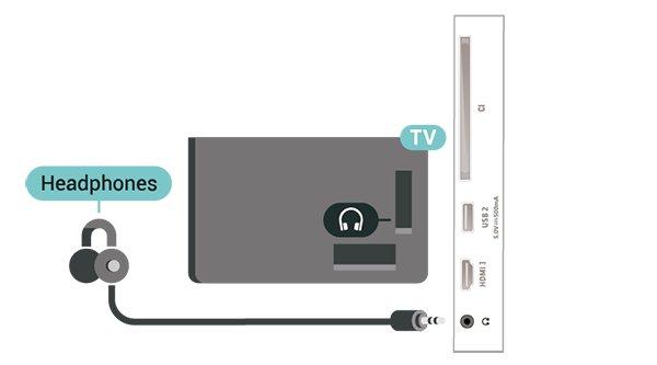 Hodetelefoner Du kan koble hodetelefoner til -inngangen på siden av TV-en. Kontakten er en 3,5 mm minijack. Volumet på hodetelefonene kan justeres separat.