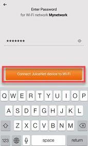 eksempel "JuiceBox-123". Android Ios b. Gå tilbake til JuiceNet-appen.