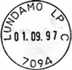 ? LUNDAMO LP B Innsendt?? 7094 Stempel nr. 11 Type: I2?N Utsendt?? LUNDAMO LP D Innsendt?