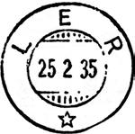 2 Registrert brukt fra 26-11-37 KjA til 30-11-56 IWR Stempel nr. 5 Type: I21 Fra gravør 21.11.1959. LER Innsendt?? Registrert brukt fra 18-1-62 RCK til 26-4-69 KjA Stempel nr.