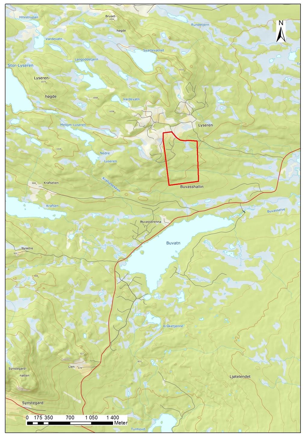 Figur 1: Kart over område ved