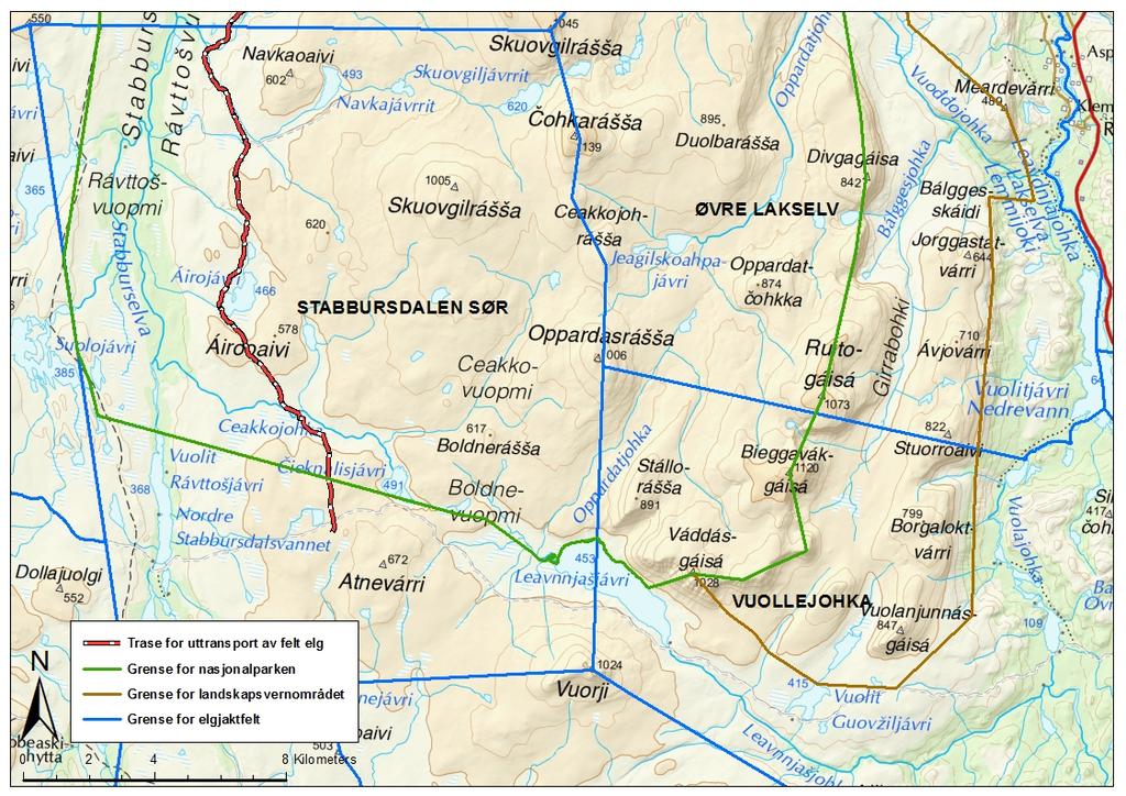 Kart over tillatte traseer til uttransport