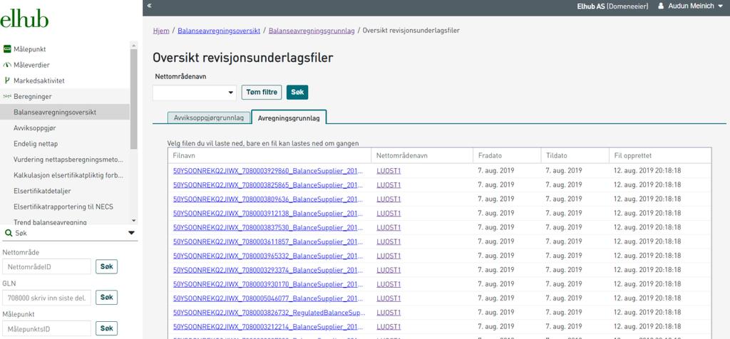 Audit-filer (Revisjonsfiler) Revisjonsfilene filene er nå kjørt vellykket i Elhub Dette var funksjonalitet som ble designet før Go Live 22000 filer