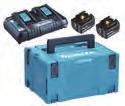 Batterier og Power Pack 18V 25 POWER PACK 197629-2 18V/5,0Ah, BL1850B Dobbeltlader (DC18RD), to batterier (BL1850B) med batteriindikator og Makpac koffert